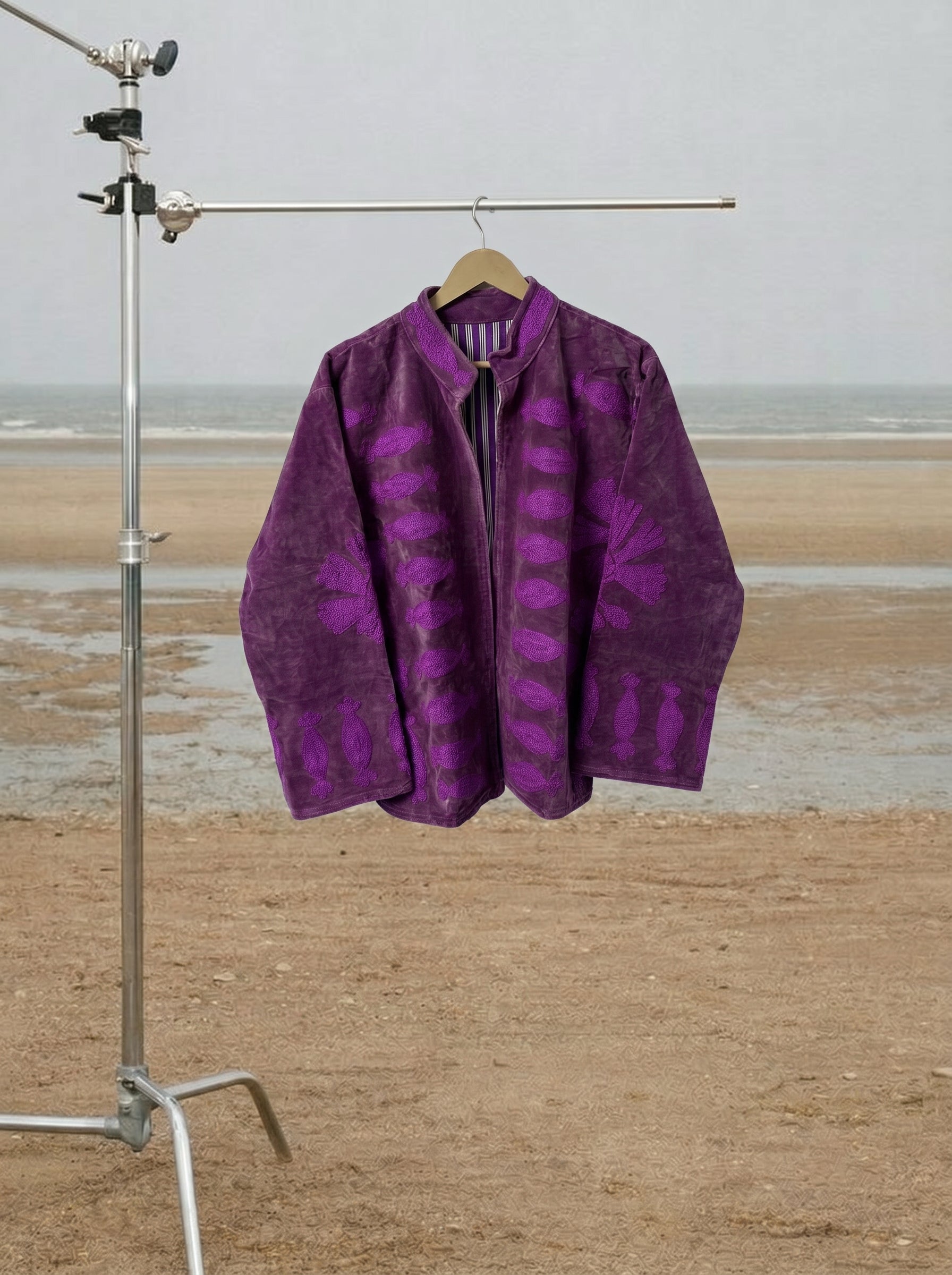 Purple Tulip Velvet Suzani Jacket – E O I