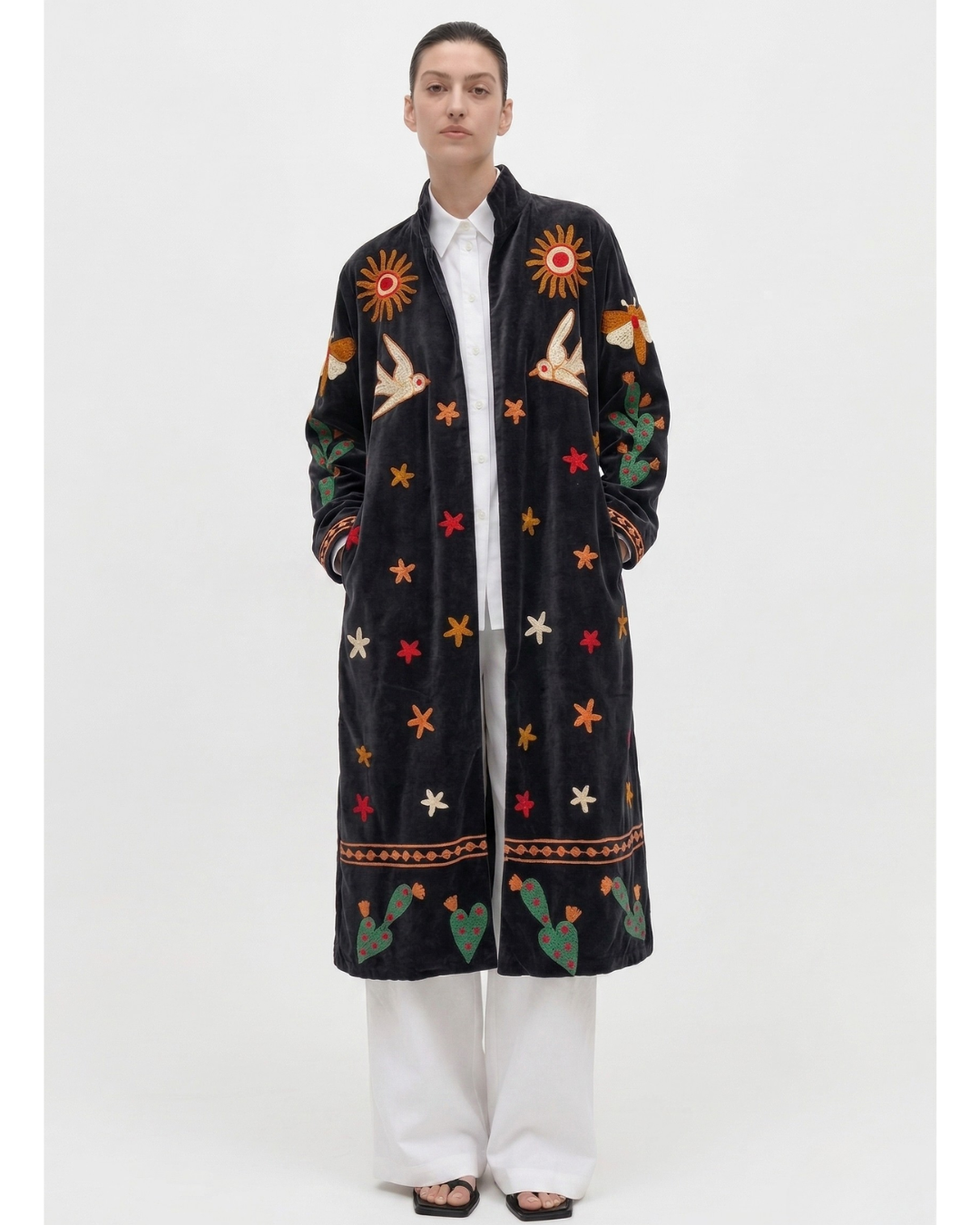 Black long suzani jacket