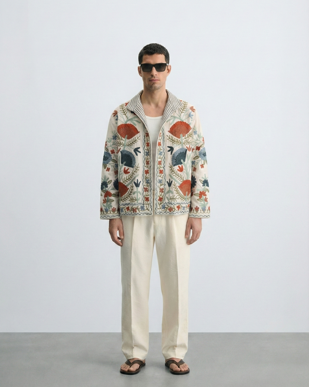 Ivory Poppy Handloom Suzani Jacket