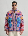 Pink Cat Folk Art Handloom Suzani Jacket