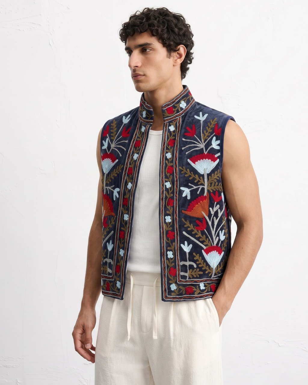 Midnight Poppy Suzani Vest