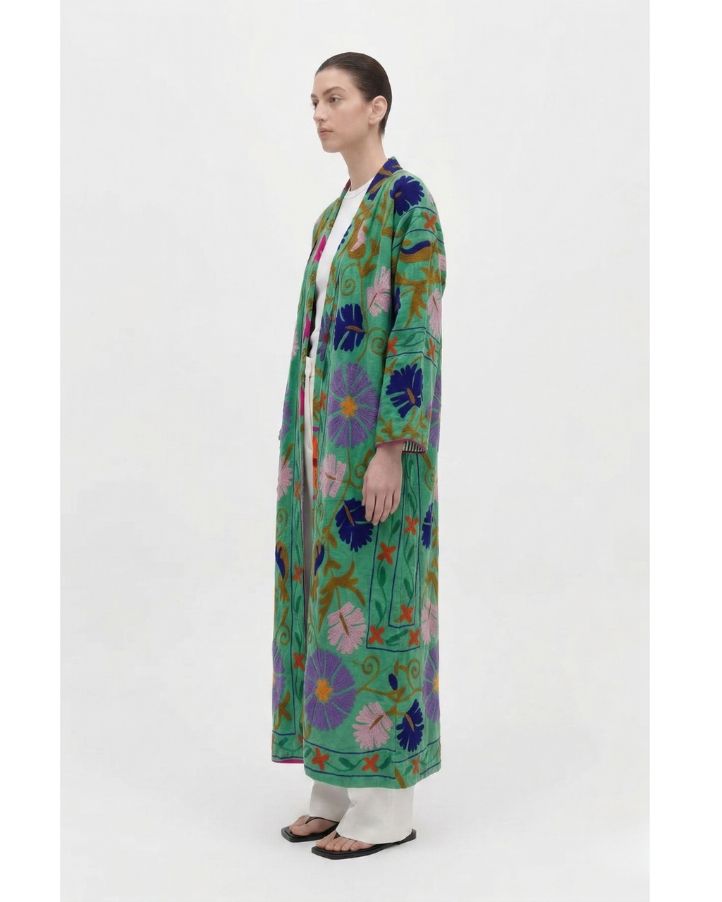 Emerald Floral Velvet Suzani Coat