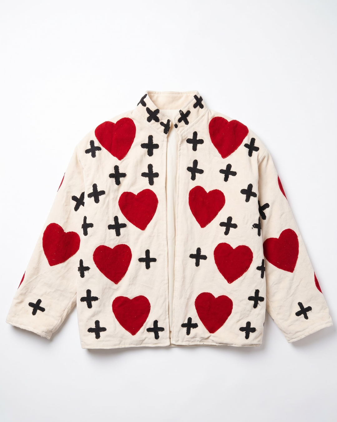 Ivory Red Heart Handloom Suzani Jacket