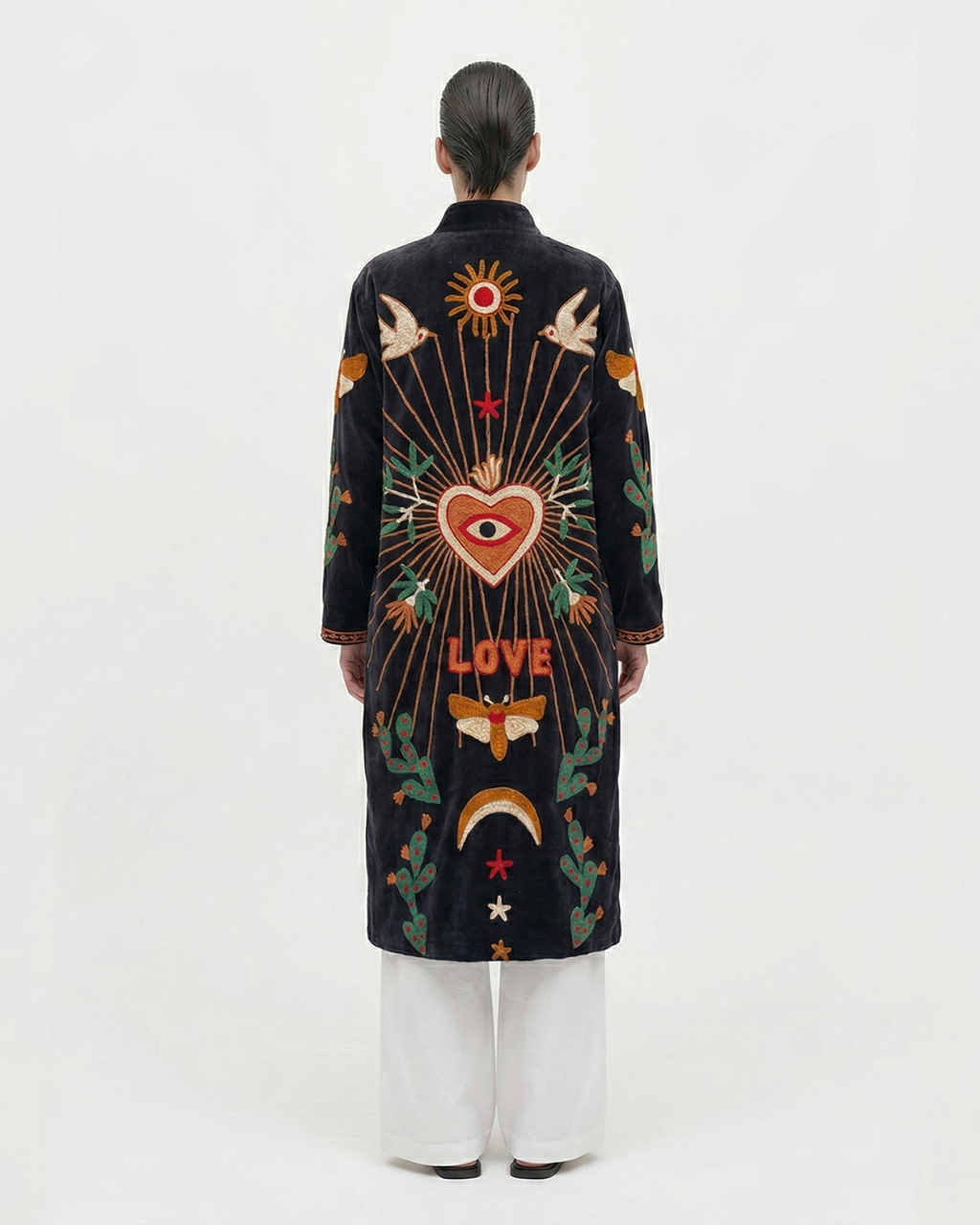 Black Desert Sky Velvet Suzani Coat