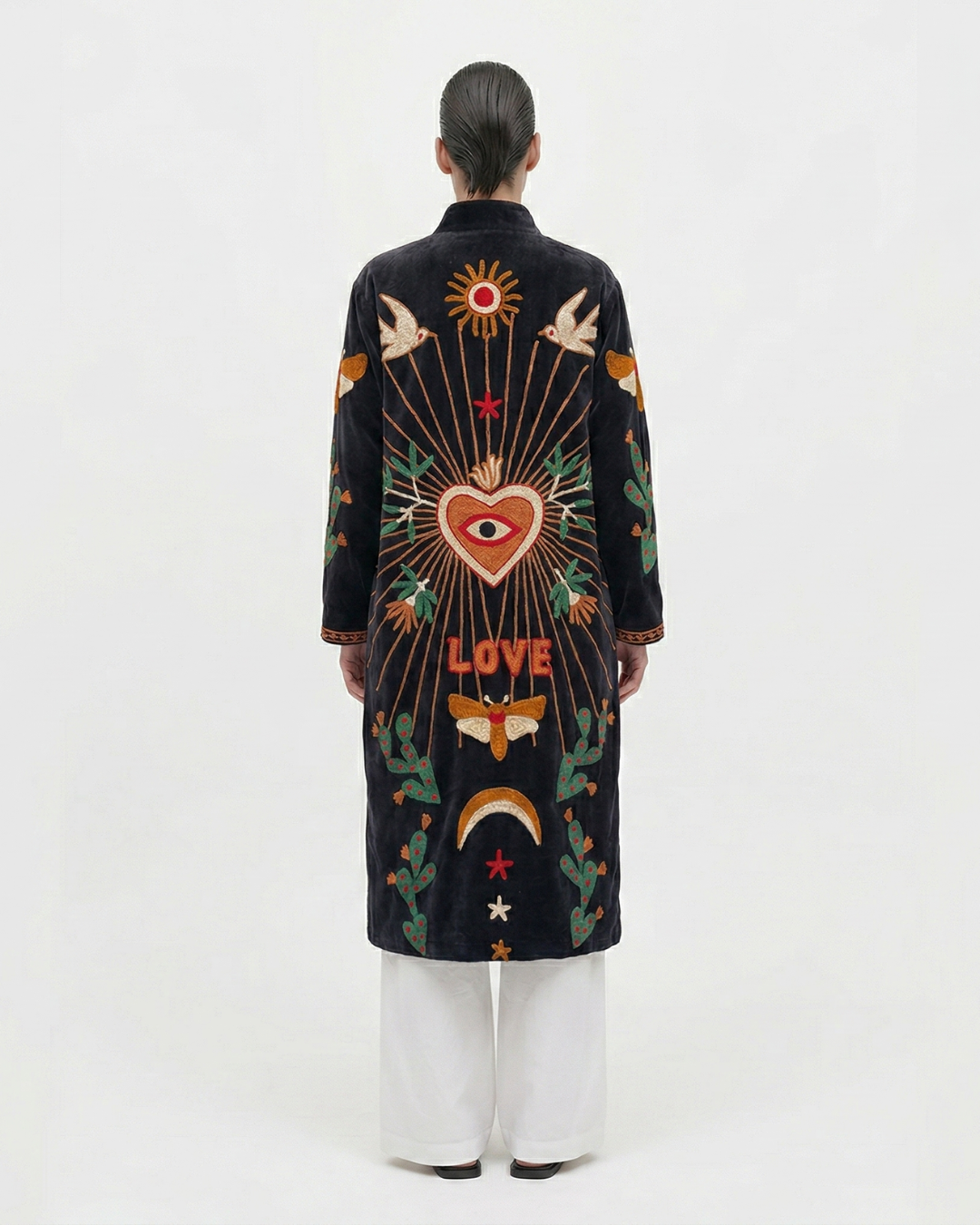 Black long suzani jacket