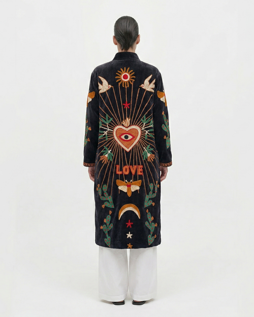 Black long suzani jacket