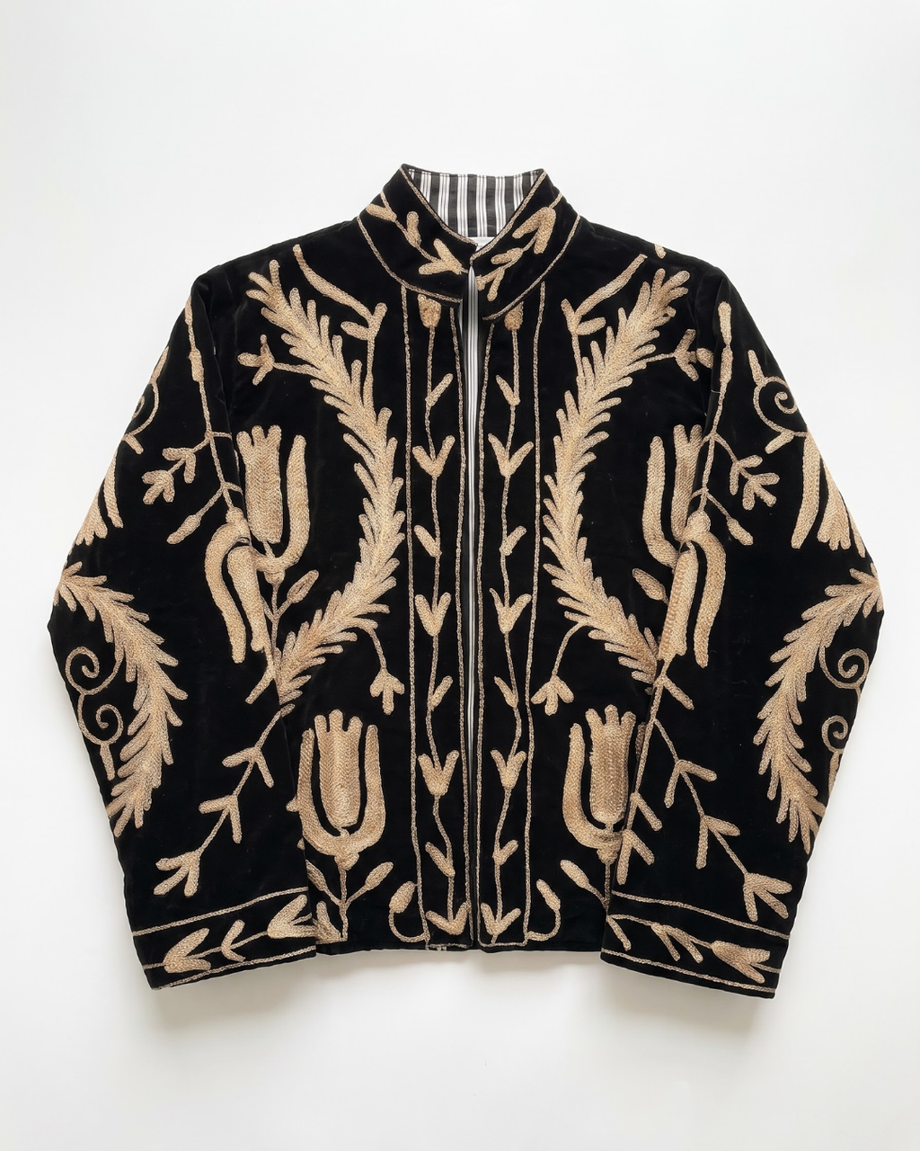 Black Tulip Fern Velvet Suzani Jacket