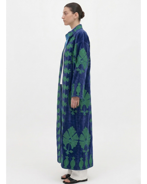 Blue Pomegranate Velvet Suzani Coat