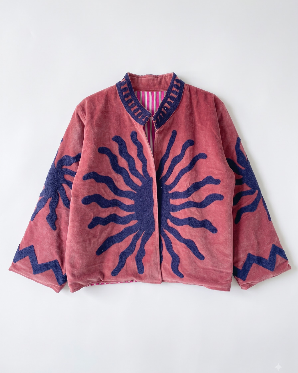 Rose Solar Burst Velvet Suzani Jacket