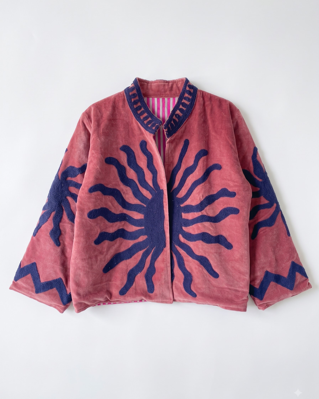Rose Solar Burst Velvet Suzani Jacket