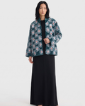 Teal Sunburst Daisy Velvet Suzani Jacket