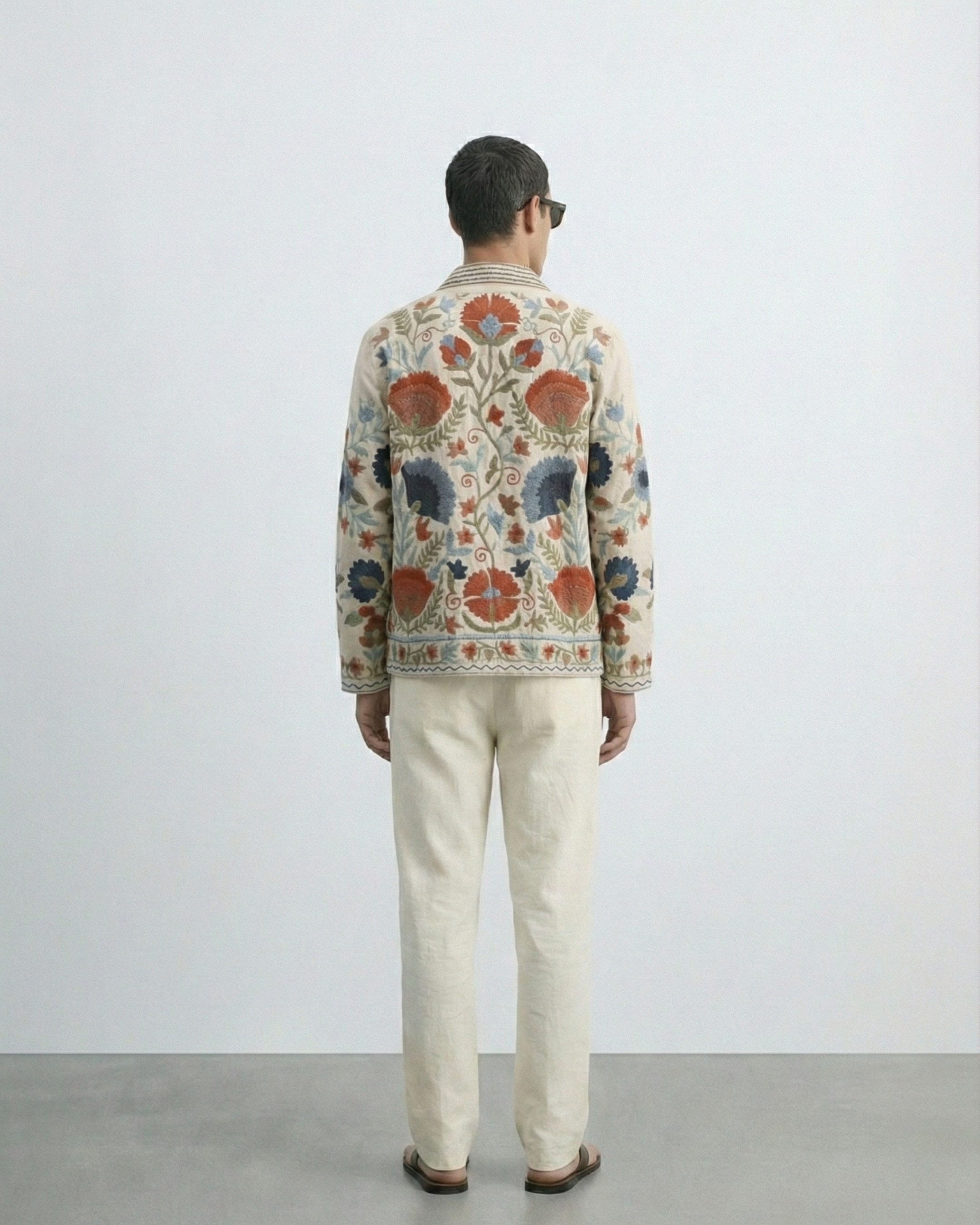 Ivory Poppy Handloom Suzani Jacket