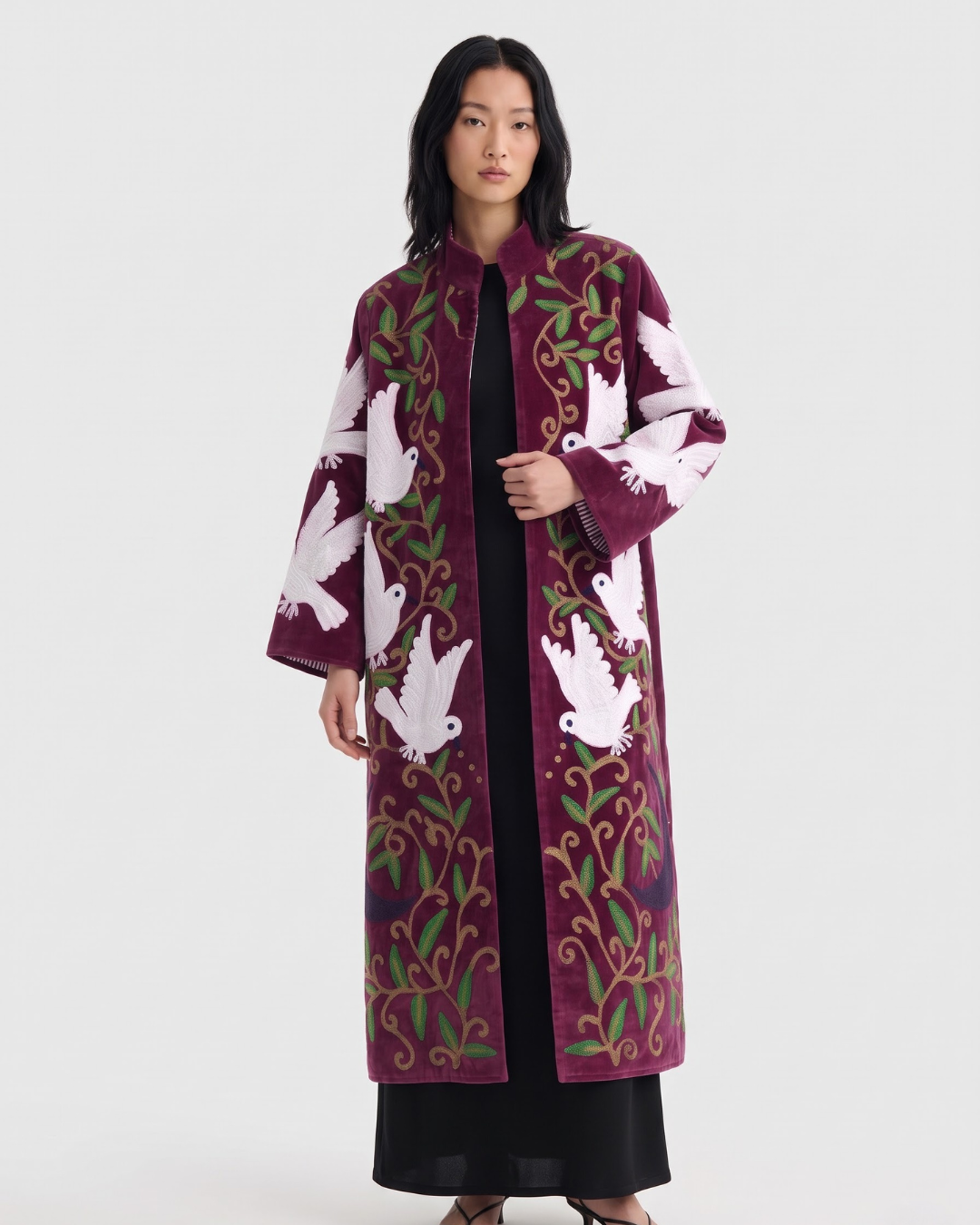 Plum Dove Velvet Suzani Coat