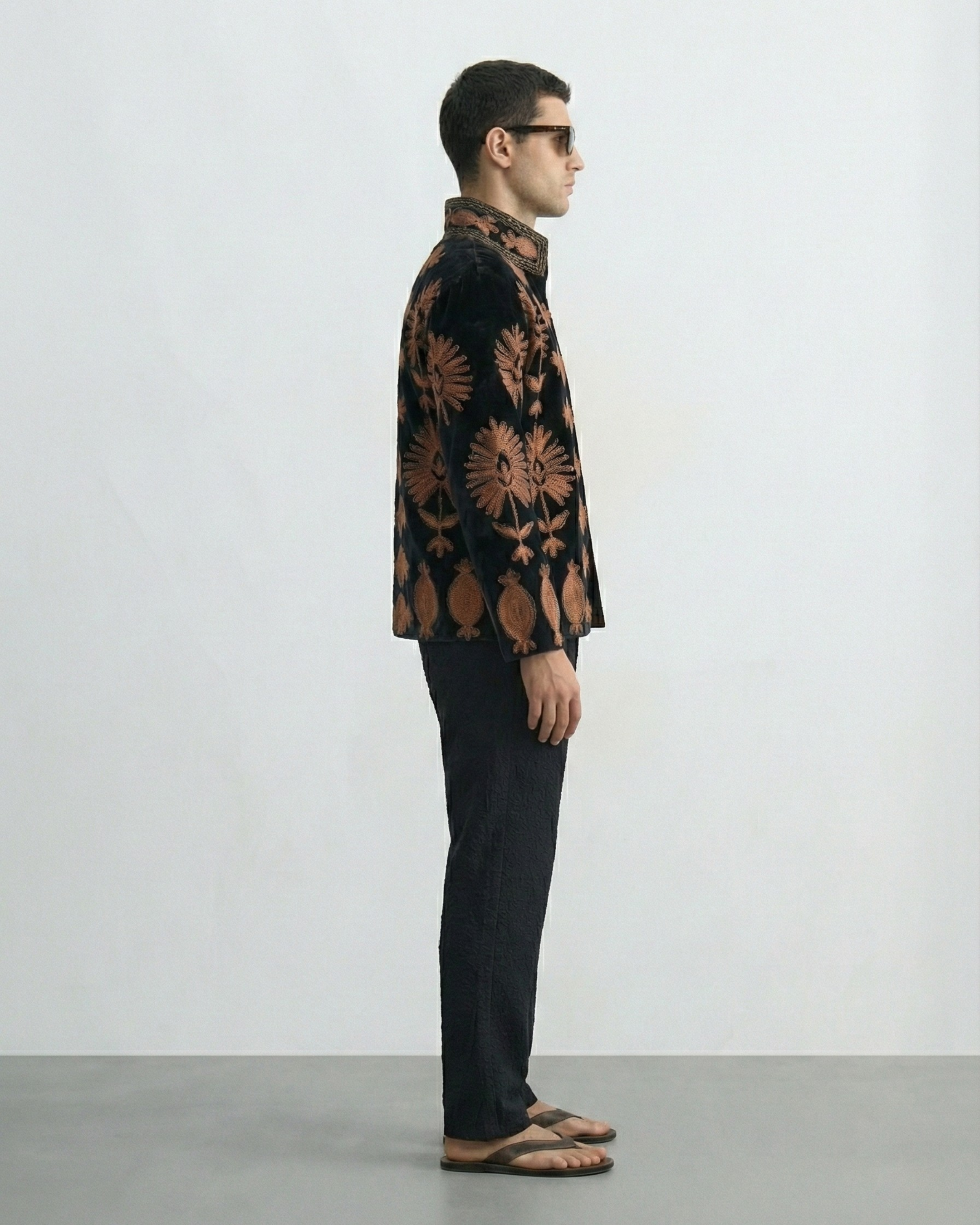 Black Copper Pomegranate Velvet Suzani Jacket