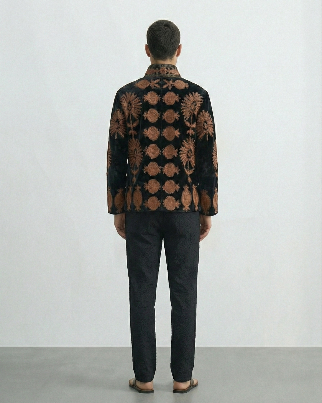 Black Copper Pomegranate Velvet Suzani Jacket