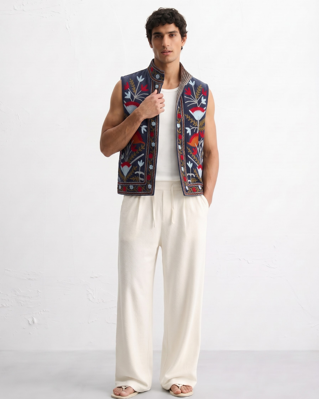 Midnight Poppy Suzani Vest