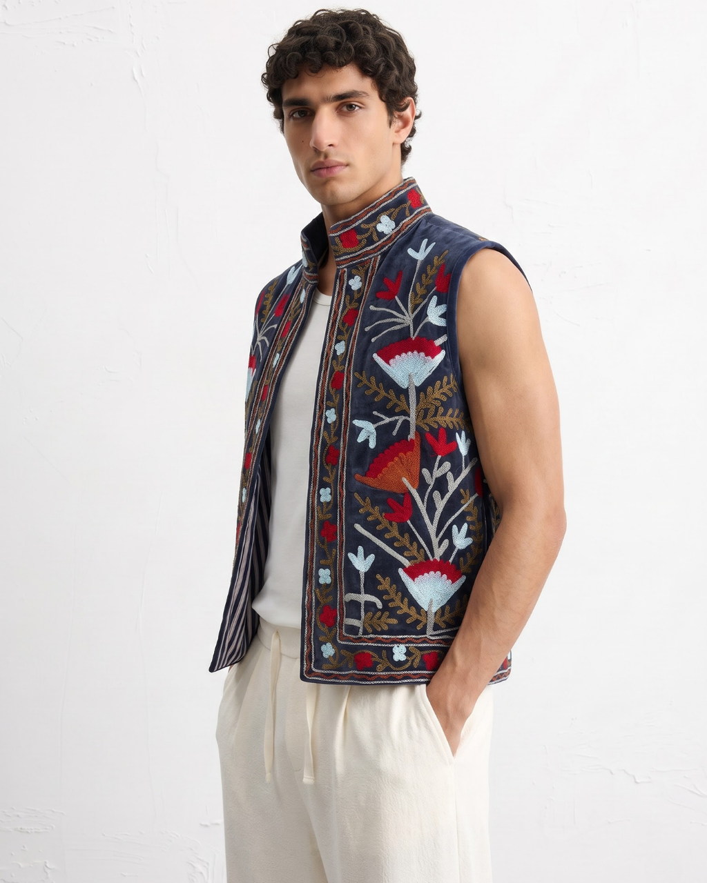 Midnight Poppy Suzani Vest
