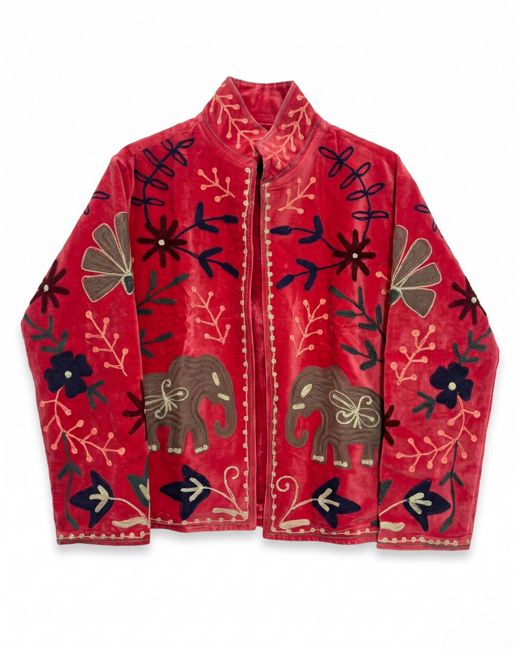 Crimson Elephant March Suzani Jacket