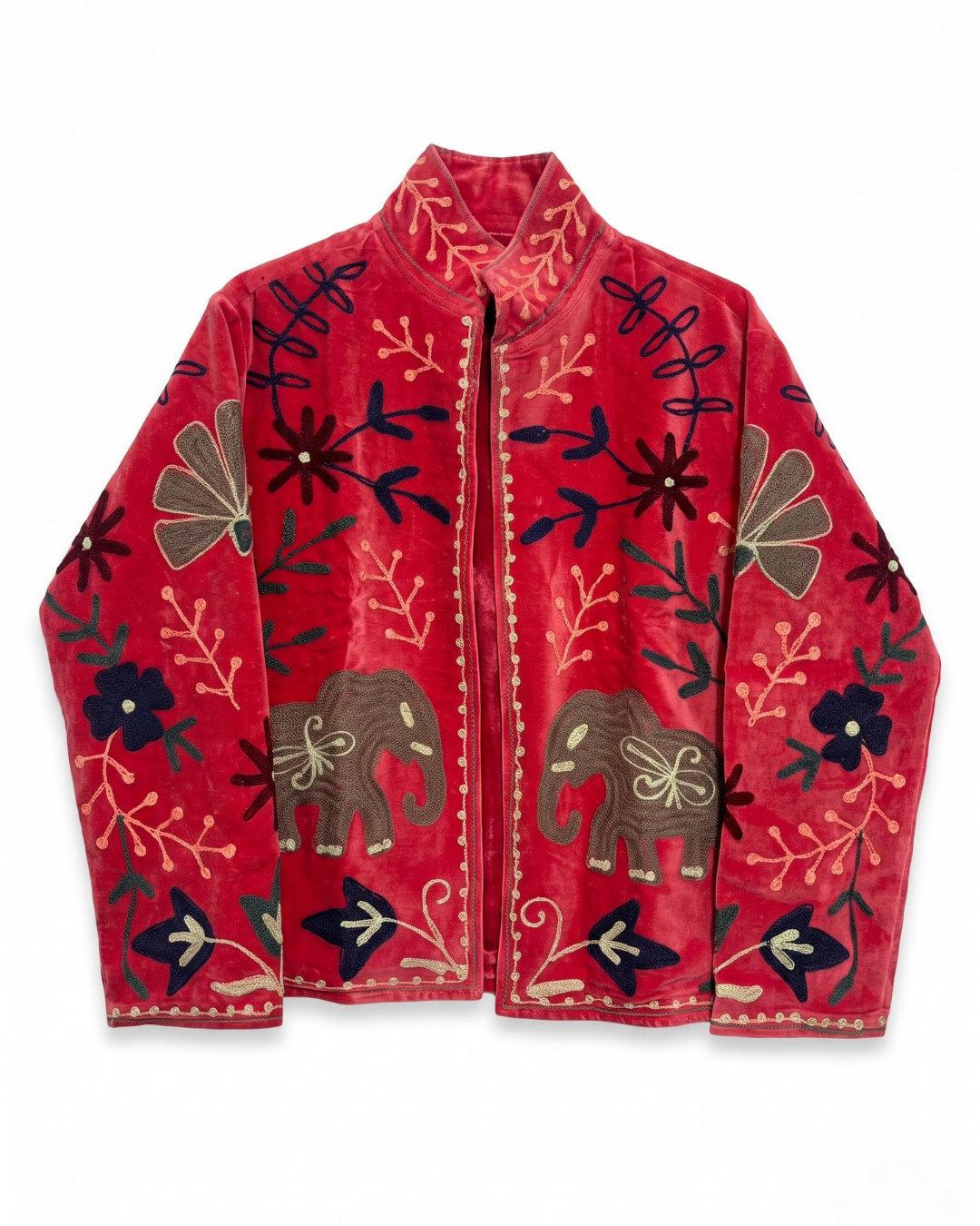 Crimson Elephant March Suzani Jacket