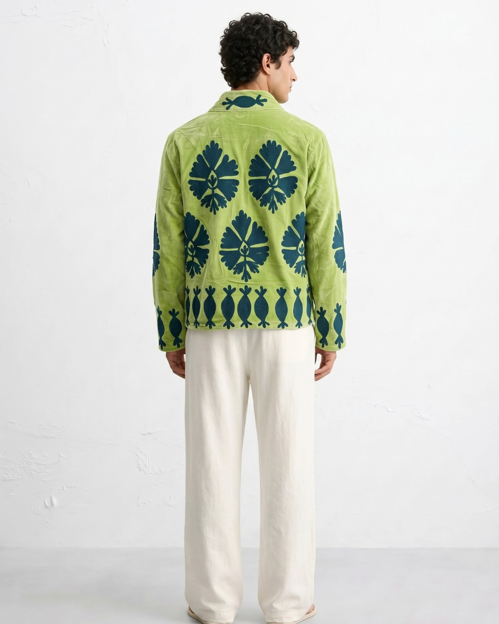 Lime Pomegranate Velvet Suzani Jacket