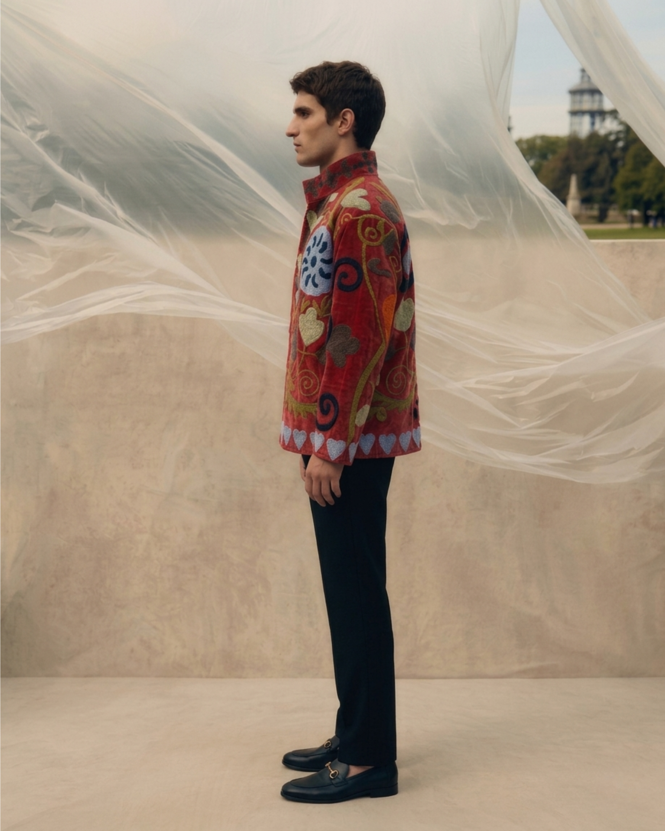 Crimson Bloom Suzani Jacket