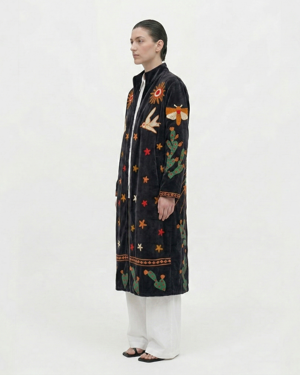 Black Desert Sky Velvet Suzani Coat