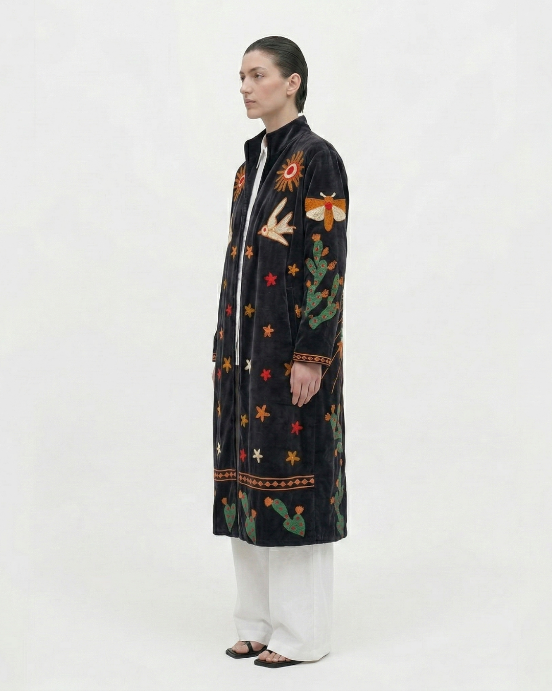 Black long suzani jacket