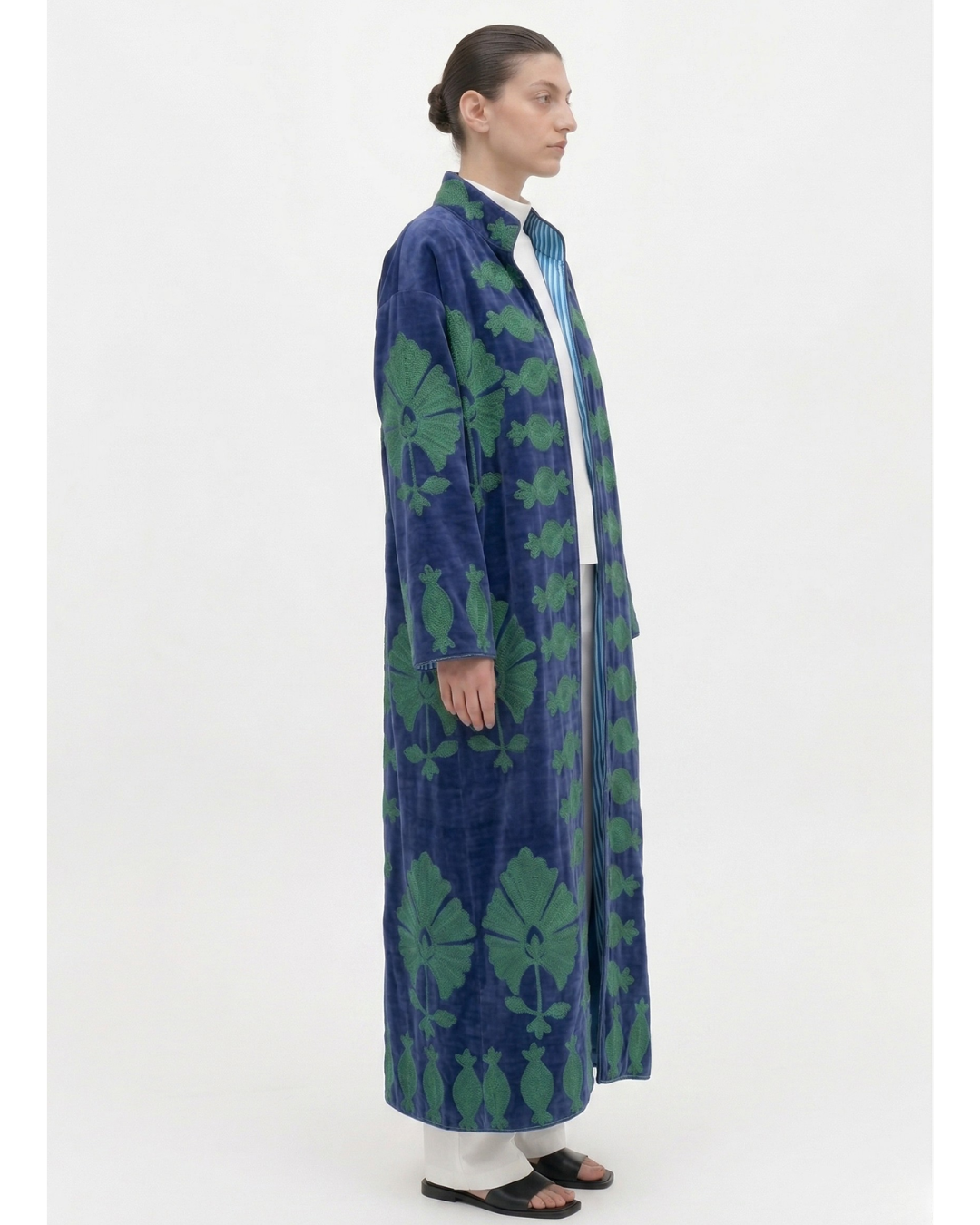 Blue Pomegranate Velvet Suzani Coat