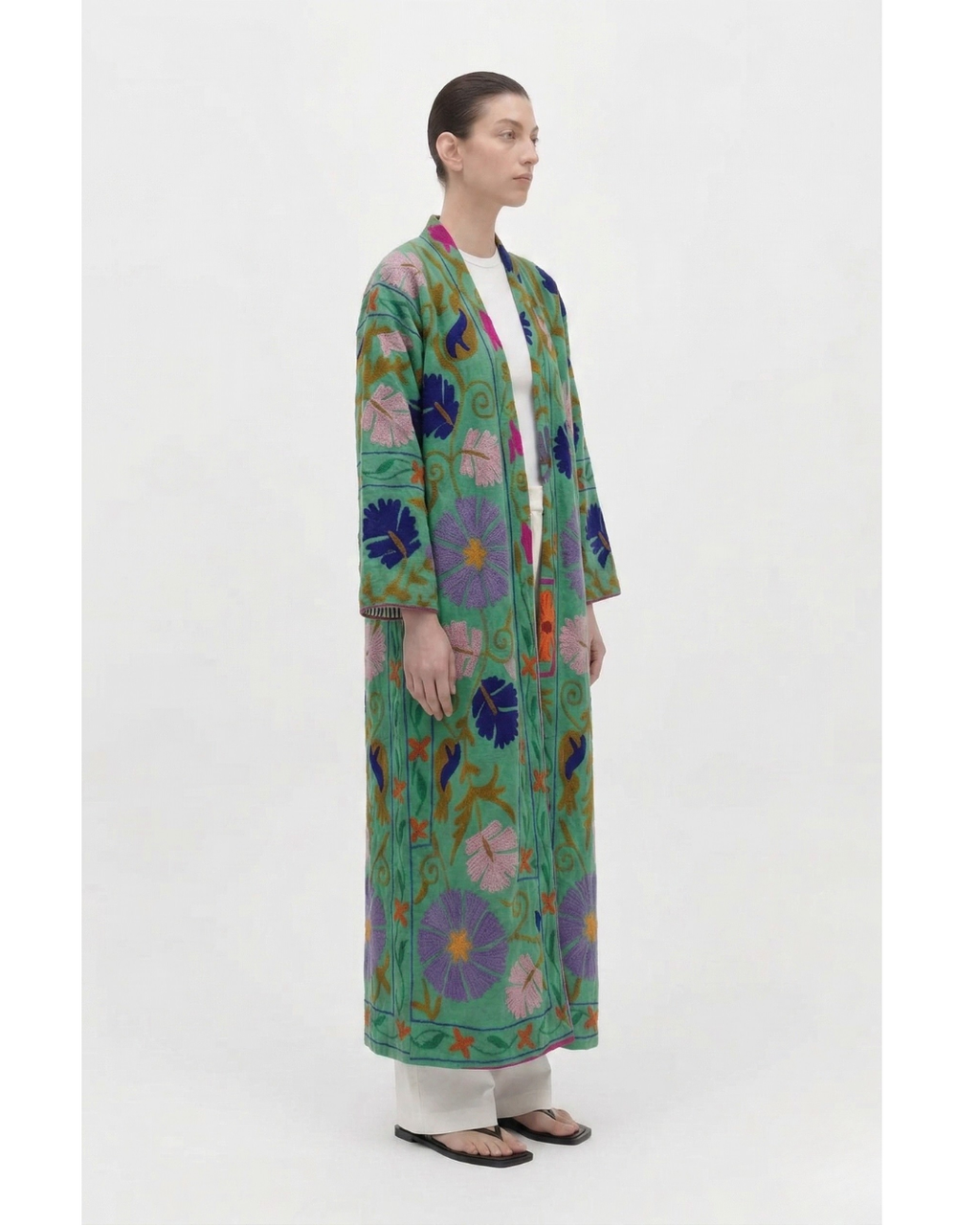 Emerald Floral Velvet Suzani Coat