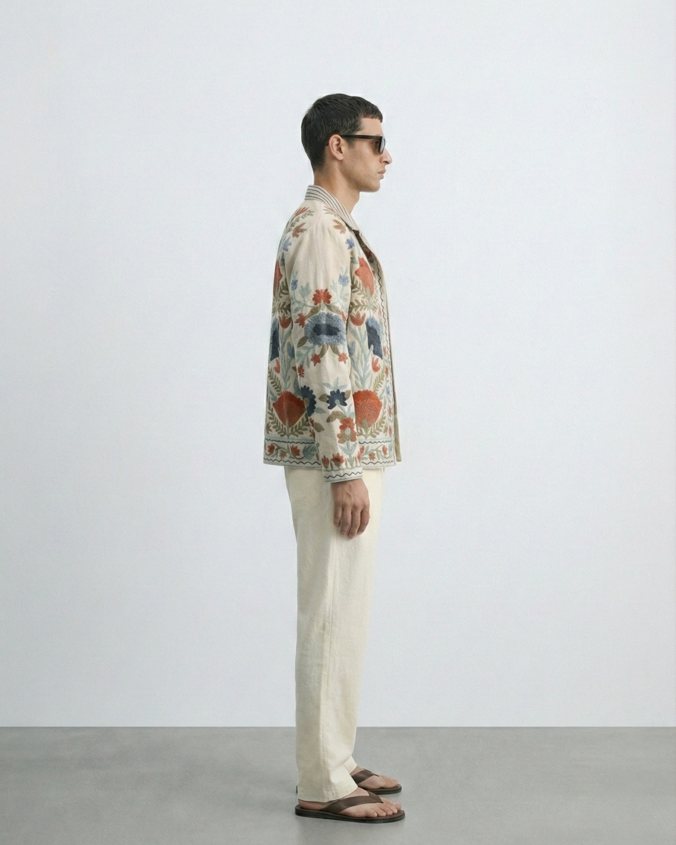 Ivory Poppy Handloom Suzani Jacket