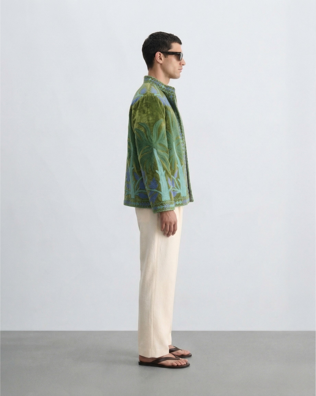 Olive Palm Tree Velvet Suzani Jacket