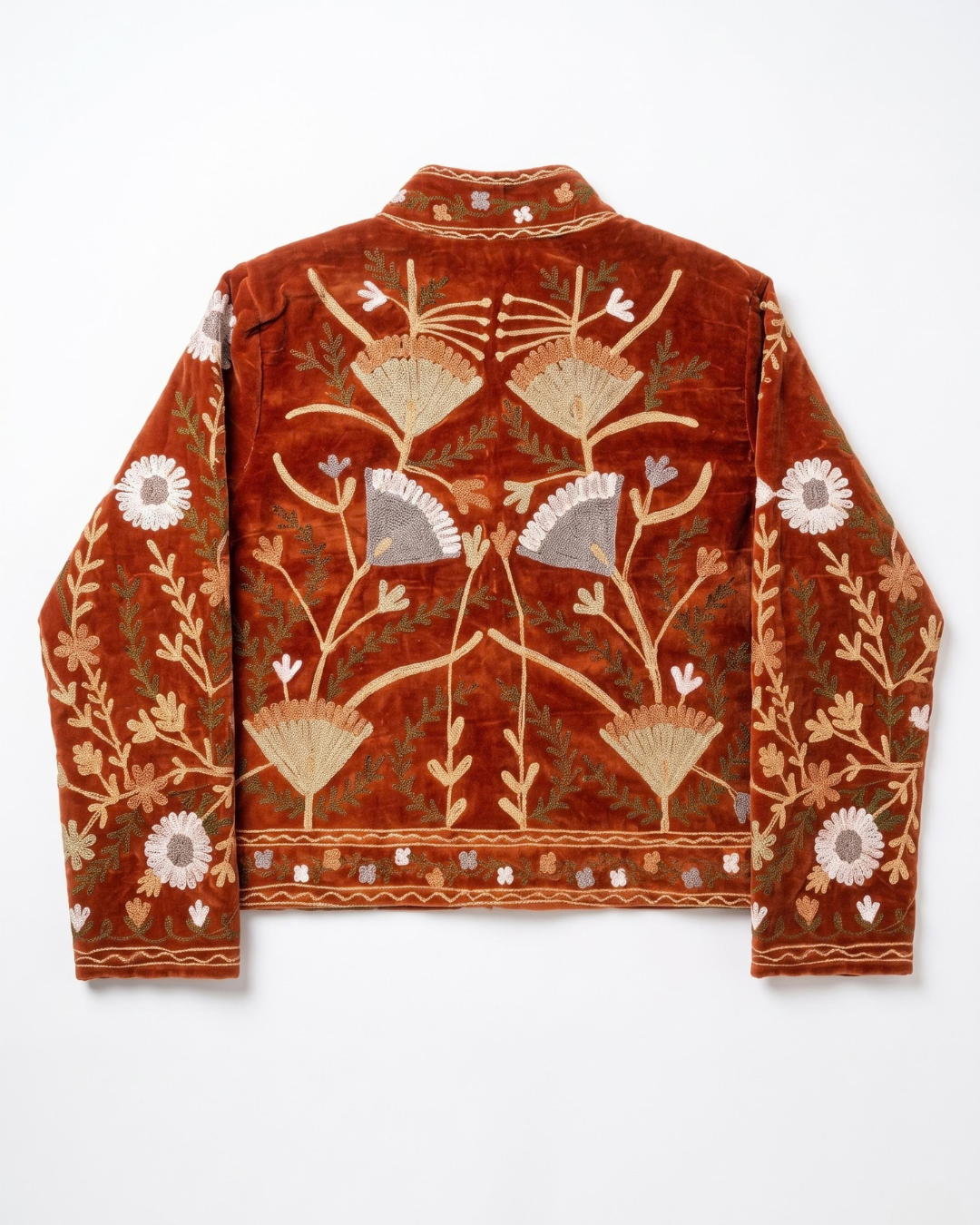 Terracotta Poppy Velvet Suzani Jacket