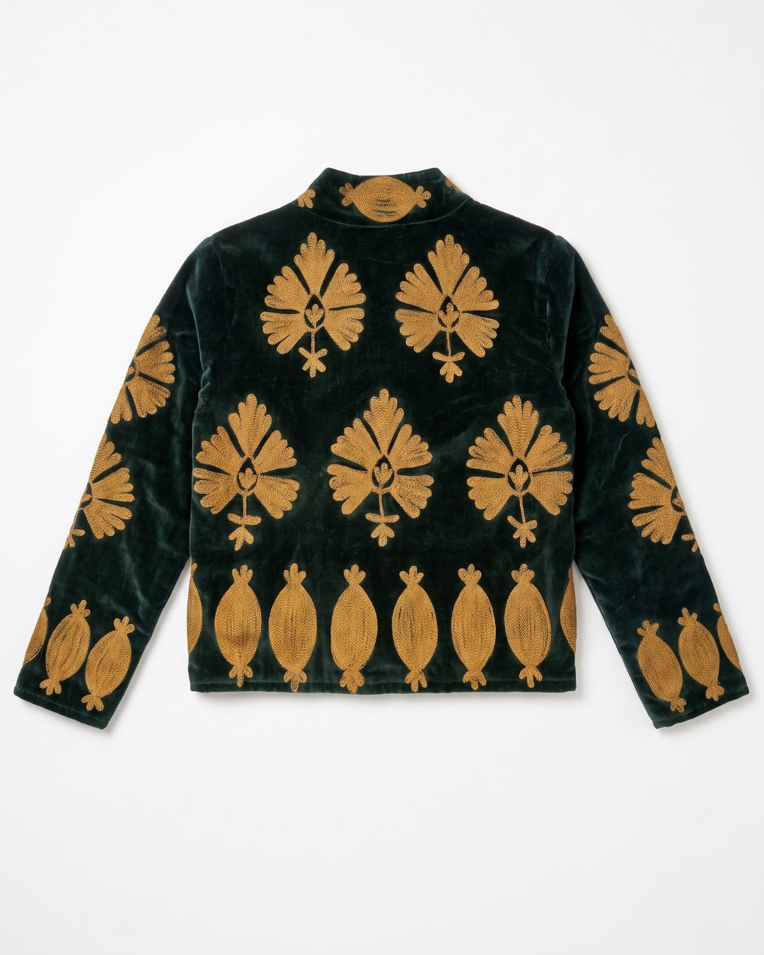 Forest Green Pomegranate Velvet Suzani Jacket