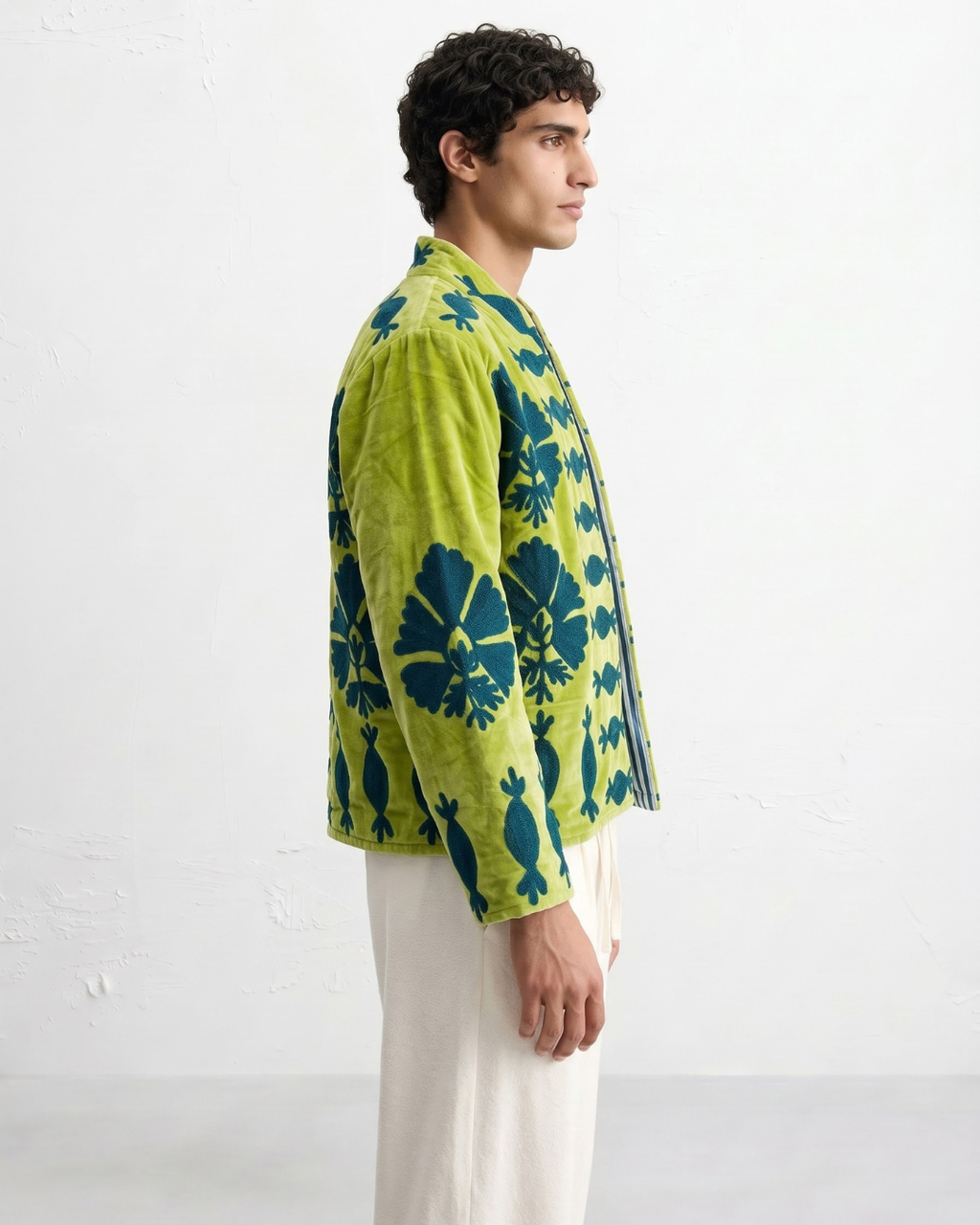 Lime Pomegranate Velvet Suzani Jacket