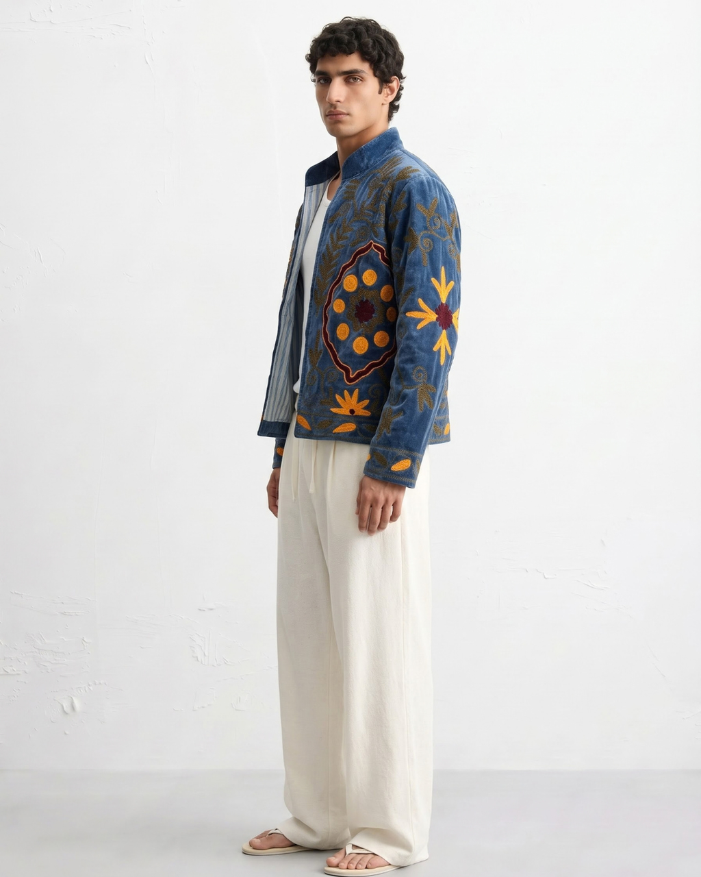 Blue Arch Medallion Velvet Suzani Jacket