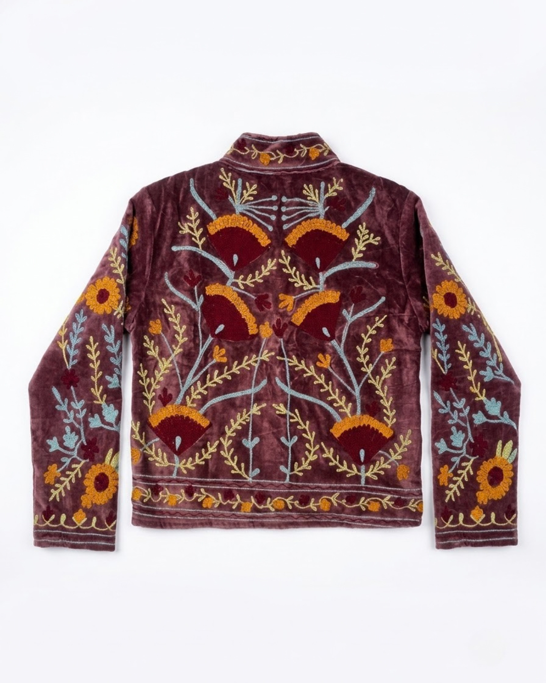 Mauve Poppy Velvet Suzani Jacket