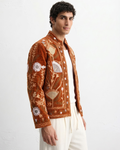 Terracotta Poppy Velvet Suzani Jacket