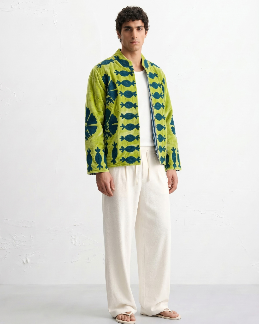 Lime Pomegranate Velvet Suzani Jacket