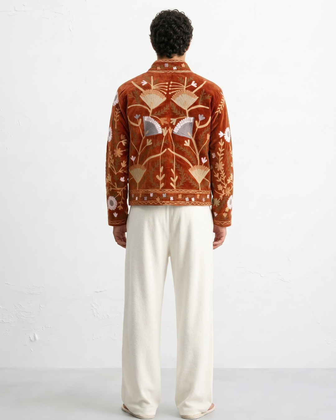 Terracotta Poppy Velvet Suzani Jacket
