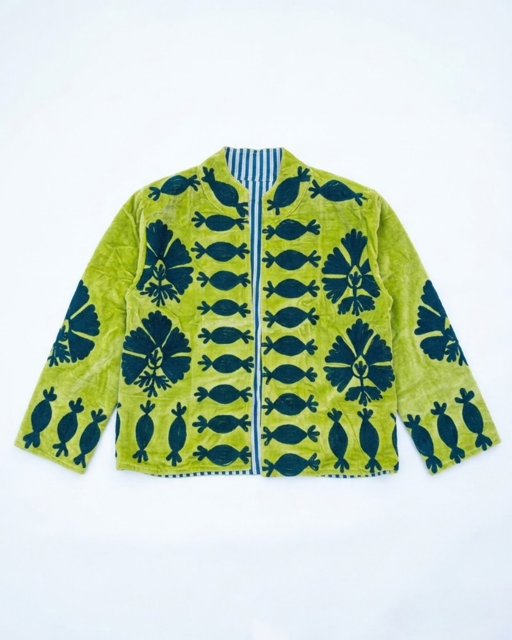 Lime Pomegranate Velvet Suzani Jacket