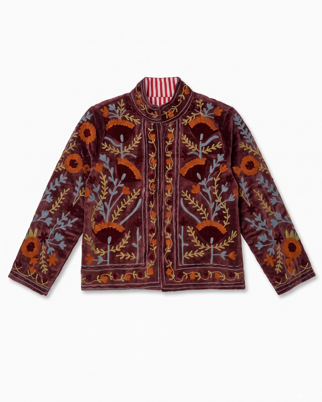 Mauve Poppy Velvet Suzani Jacket
