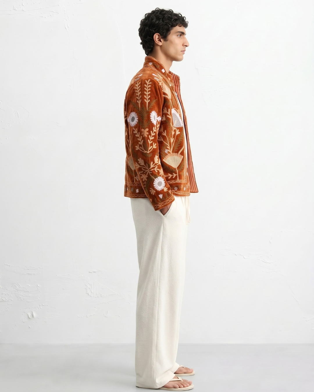 Terracotta Poppy Velvet Suzani Jacket