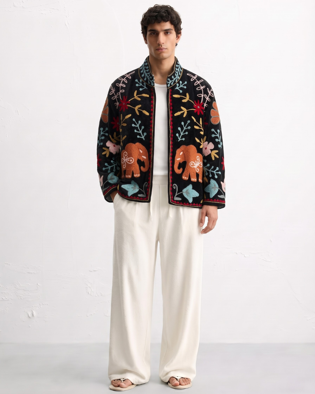Black Elephant Velvet Suzani Jacket