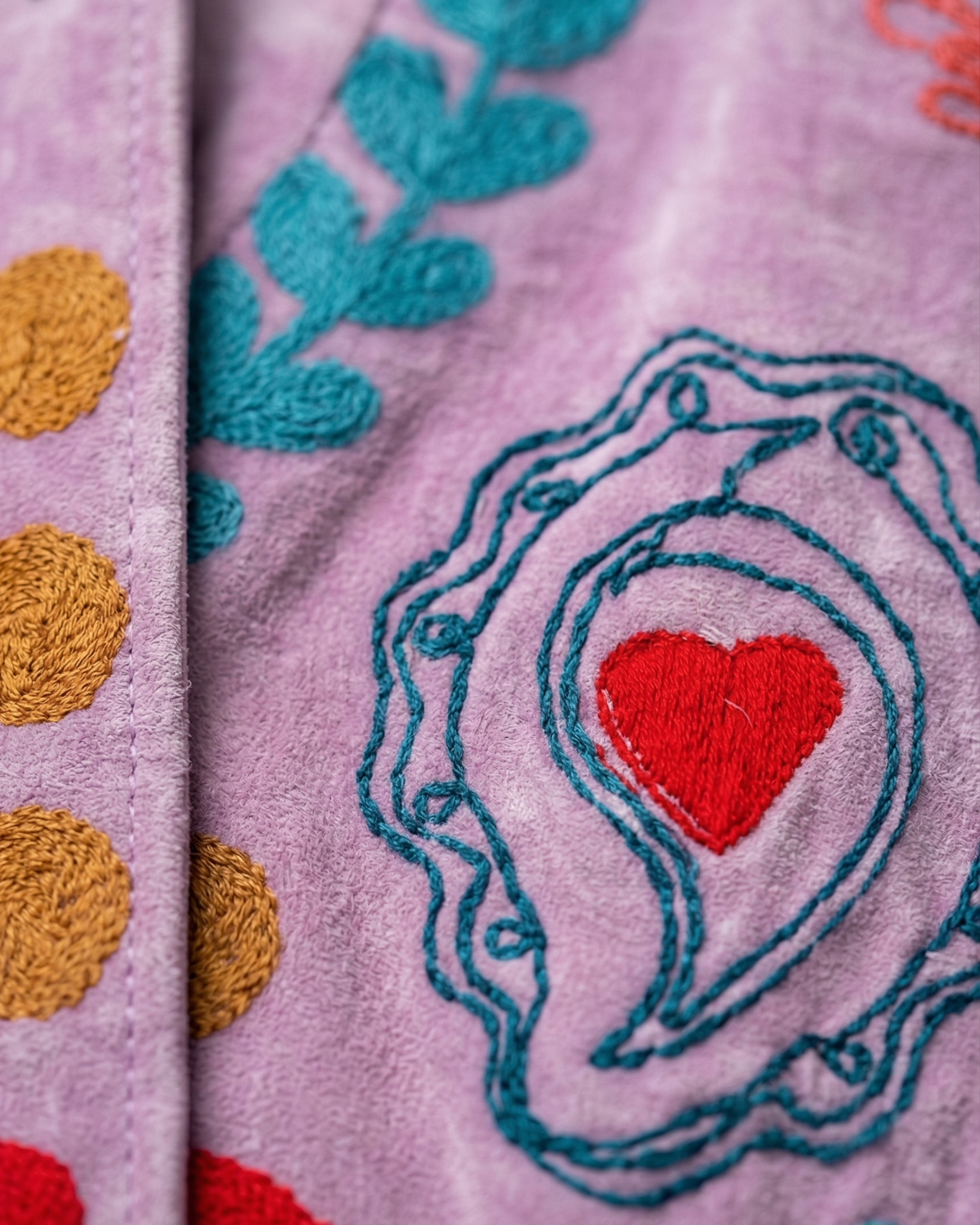 Lavender Heart Mirror Velvet Suzani Jacket
