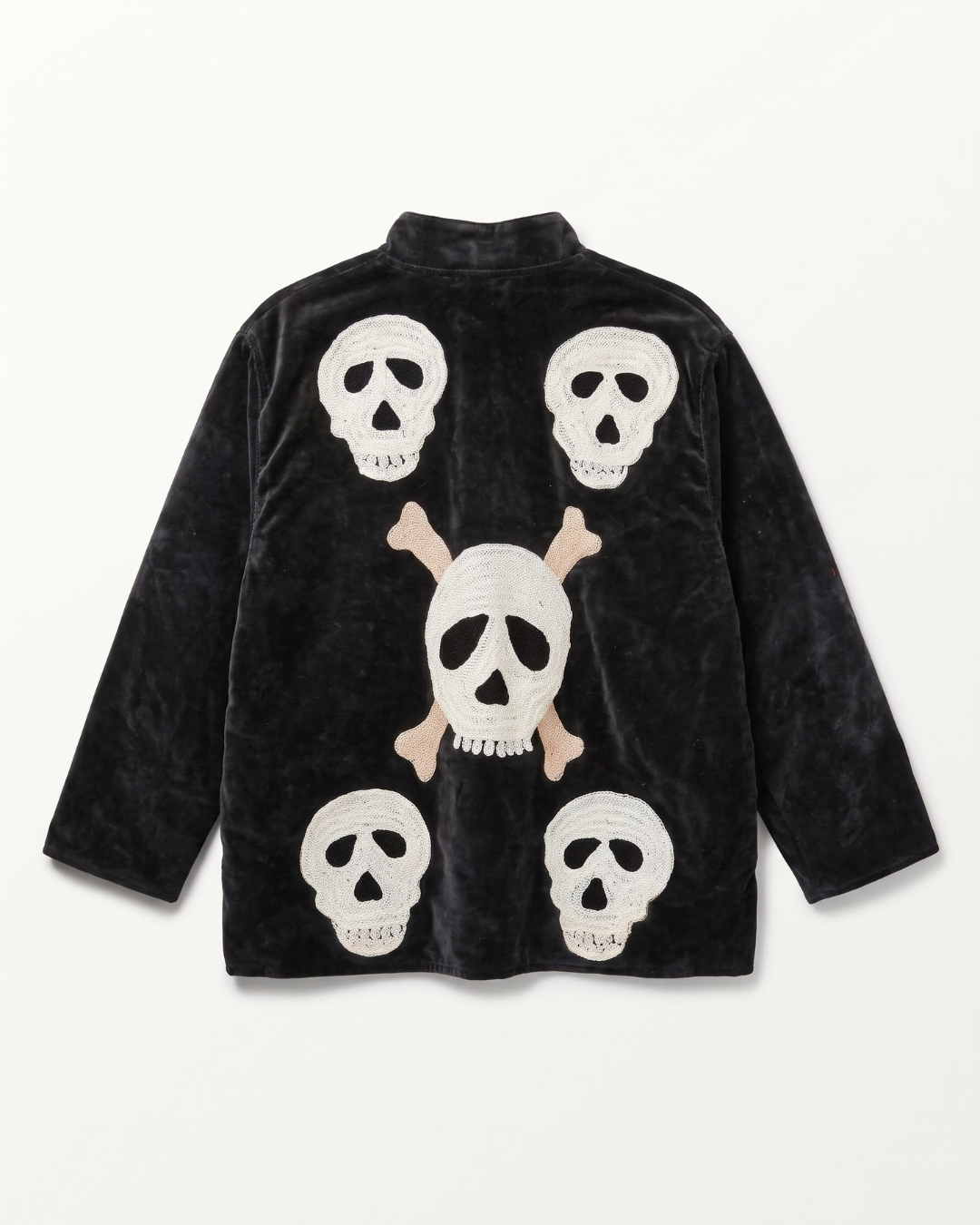 Black Skull Velvet Suzani Jacket