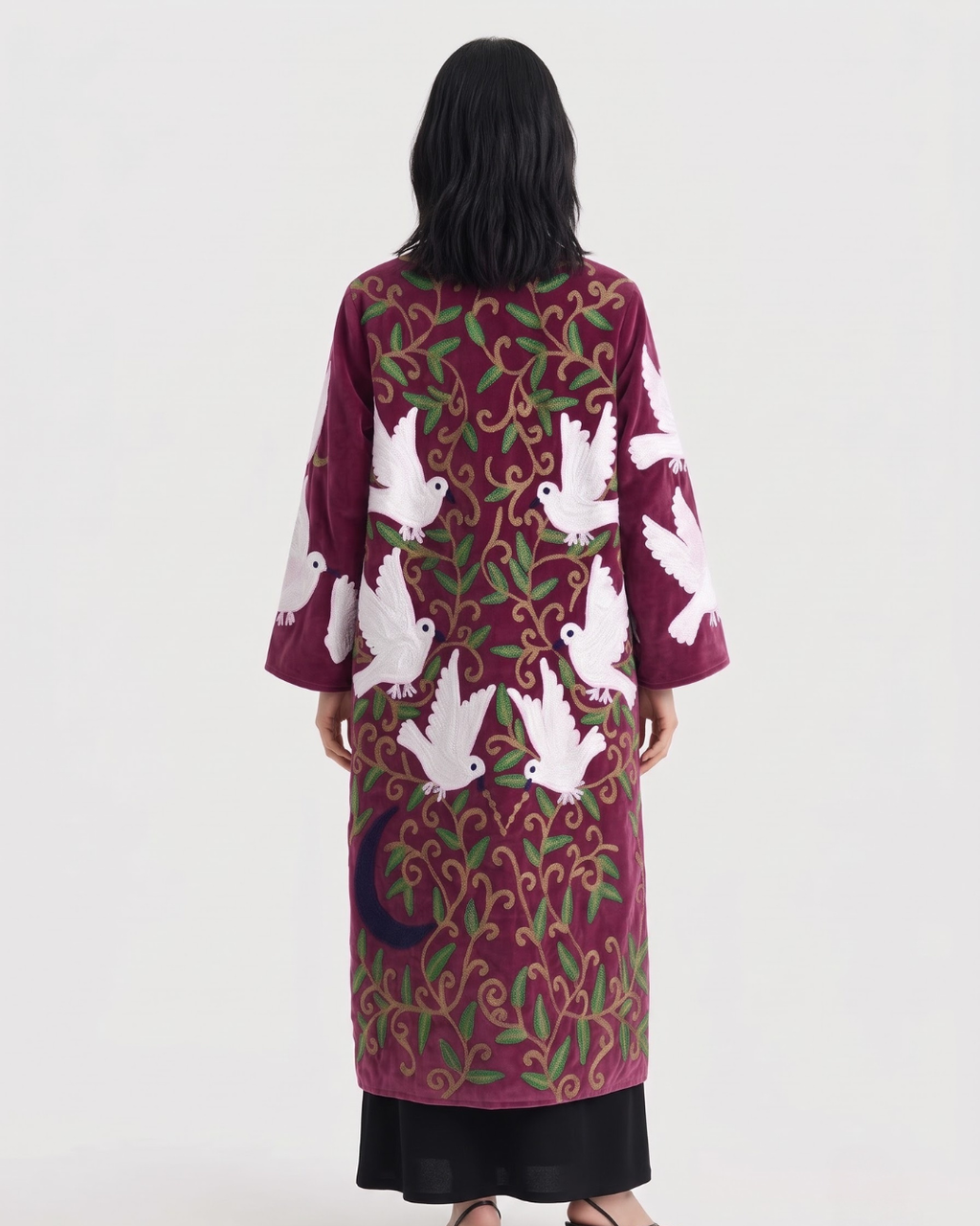 Plum Dove Velvet Suzani Coat