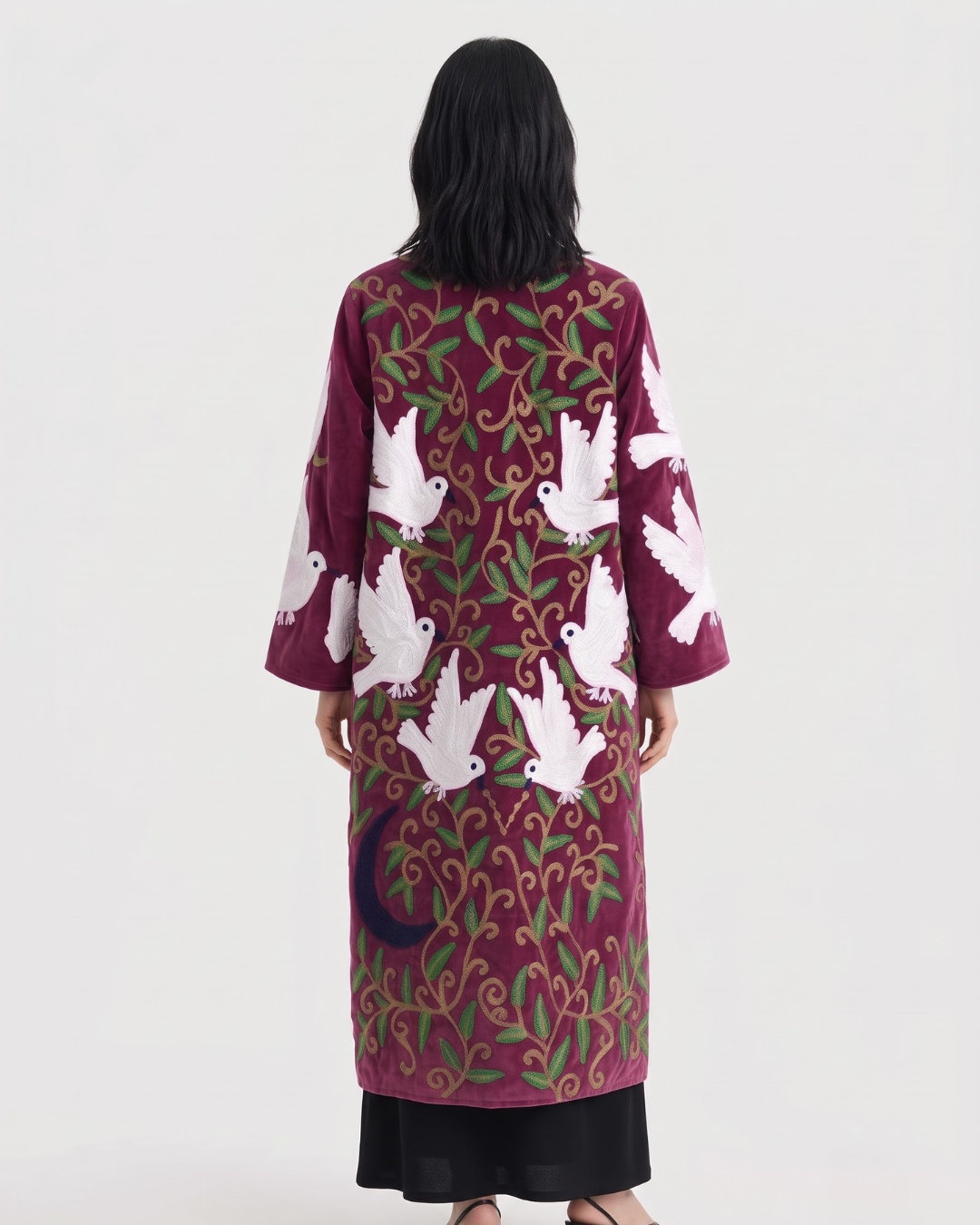 Plum Dove Velvet Suzani Coat