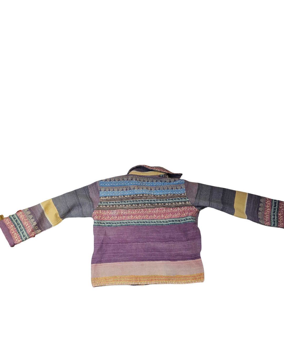 Lavender Stripe Kantha Hooded Jacket