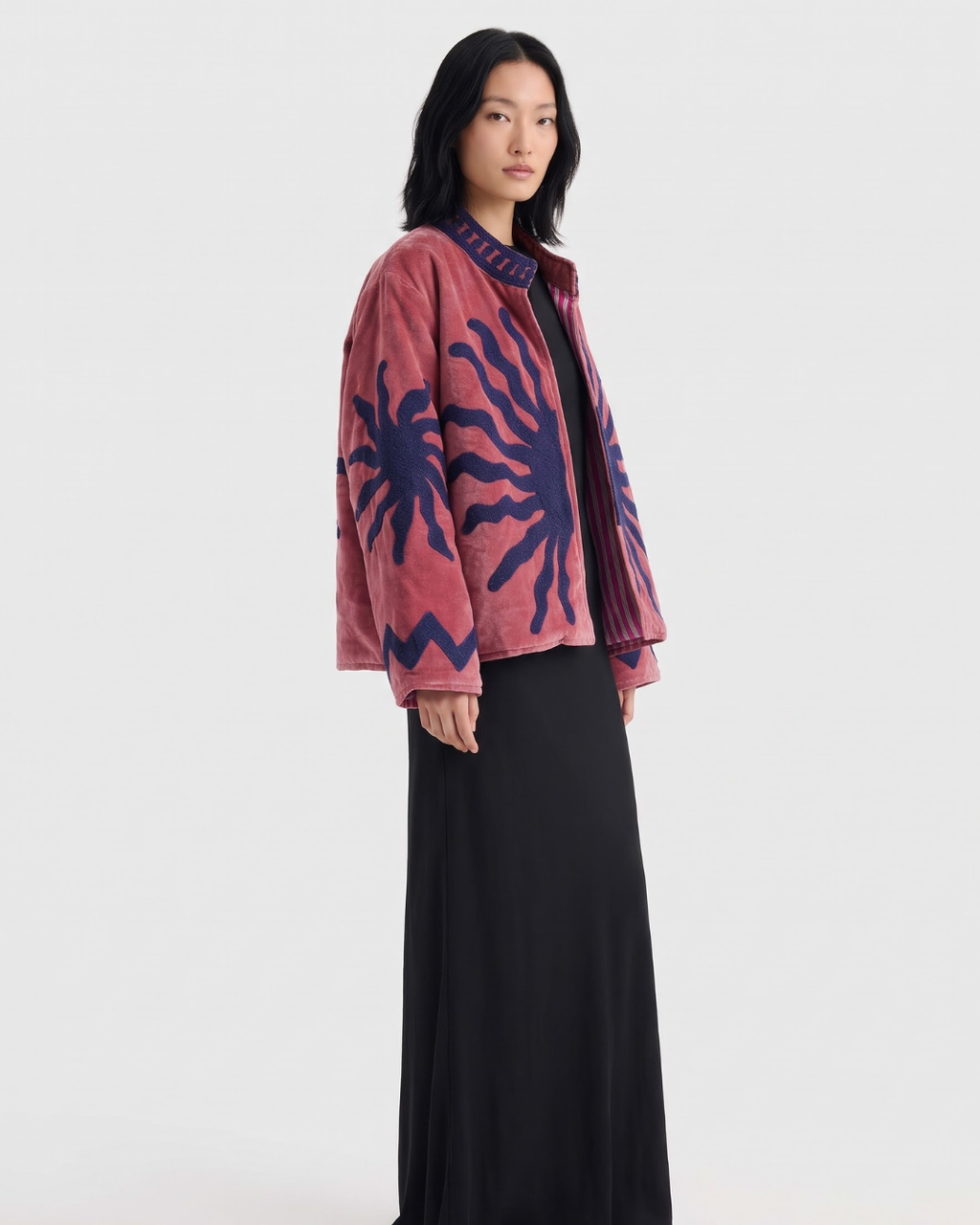 Rose Solar Burst Velvet Suzani Jacket