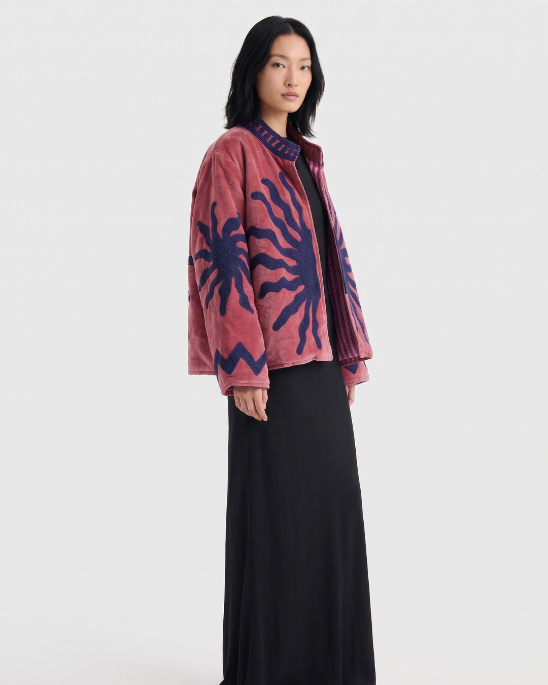 Rose Solar Burst Velvet Suzani Jacket